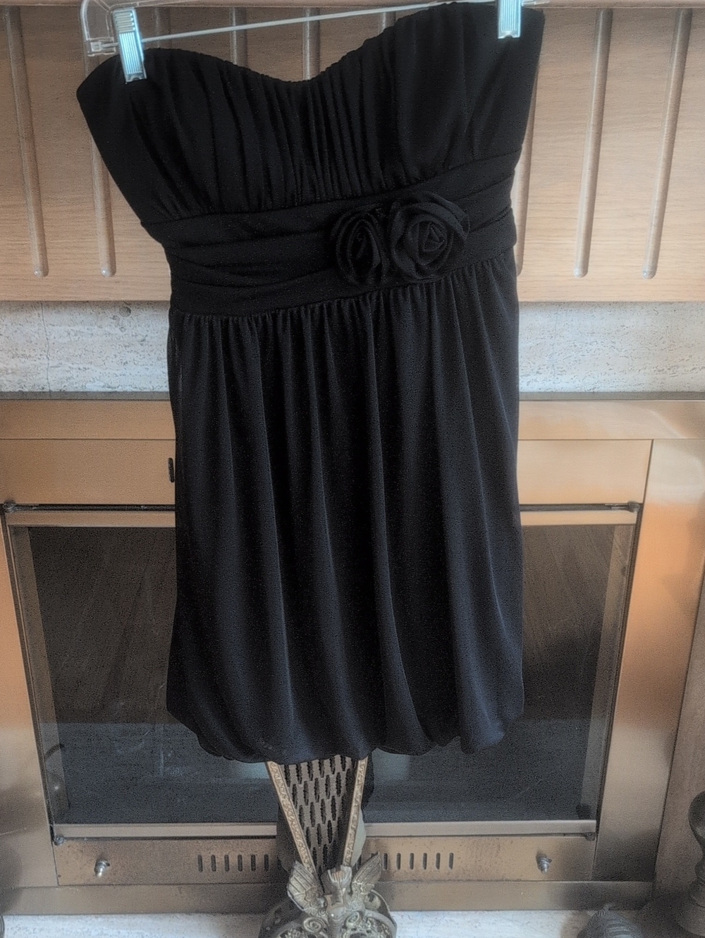 Speechless Strapless Black Rosette Cocktail Dress